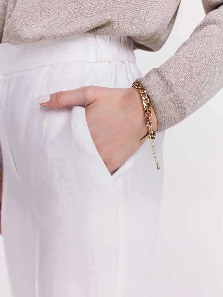 Linen white high-waisted pants