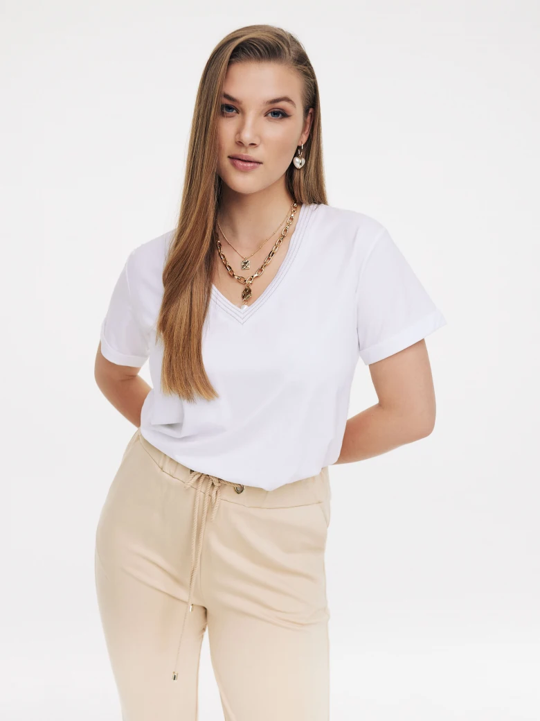 Beige high-waisted pants