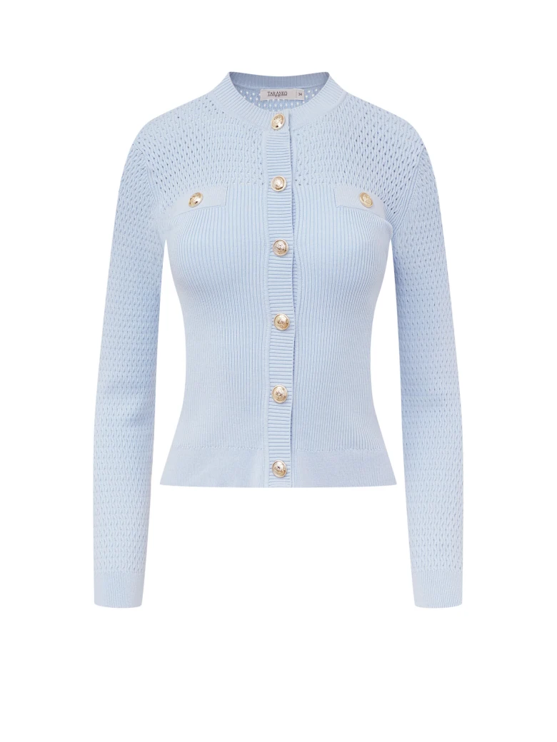 Blue sweater fastened with buttons