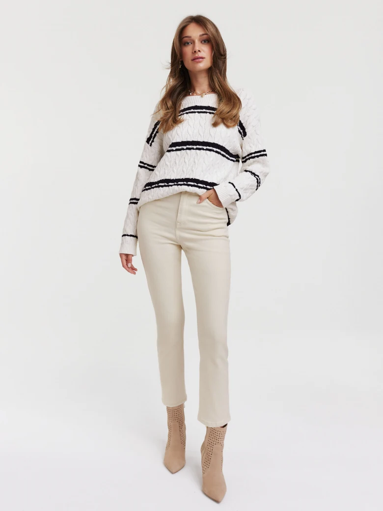 White plaid striped sweater