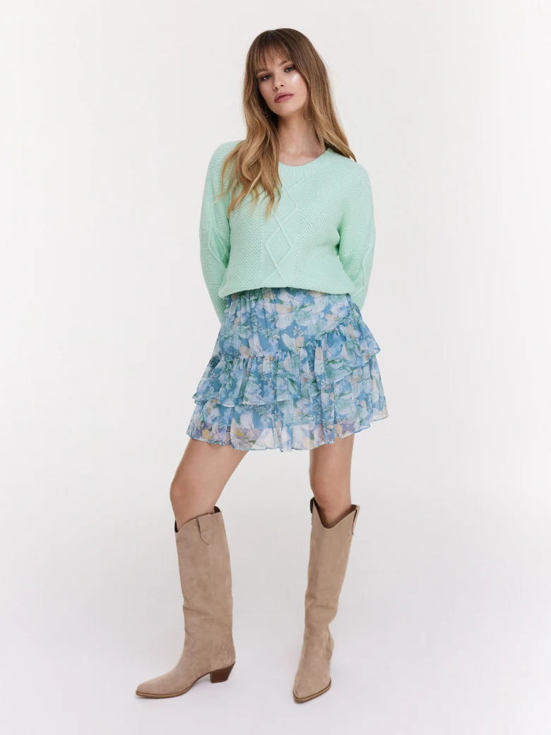 Cotton sweater with openwork weave