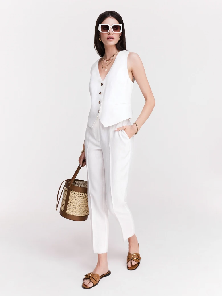Elegant white button-down vest