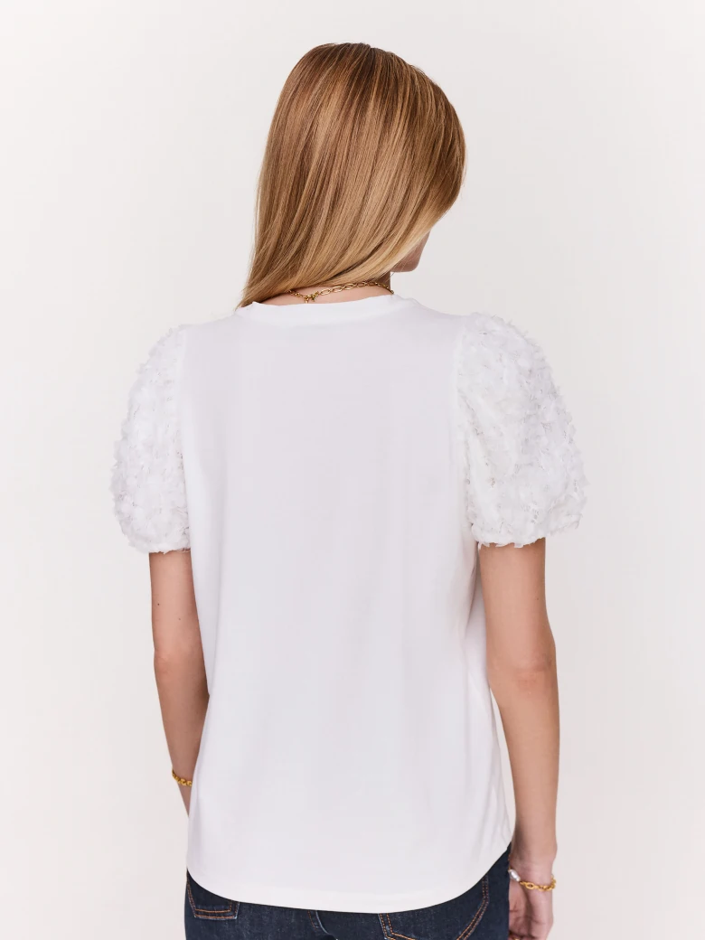 White cotton blouse with buff sleeves