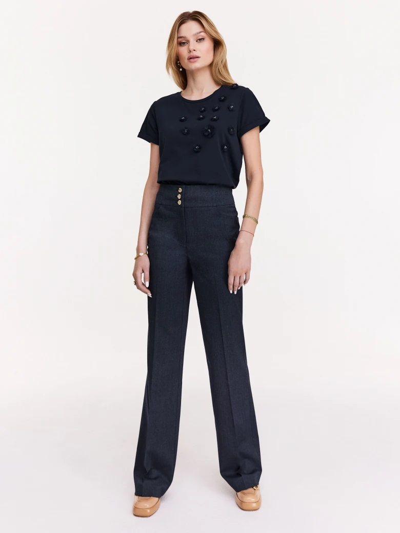 Cotton blouse with flower embellishments