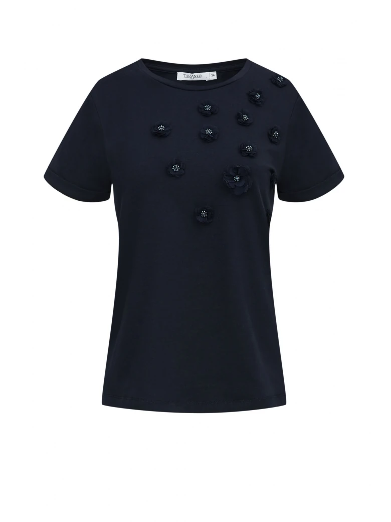 Cotton blouse with flower embellishments