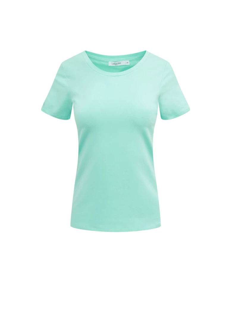Turquoise cotton blouse with short sleeves