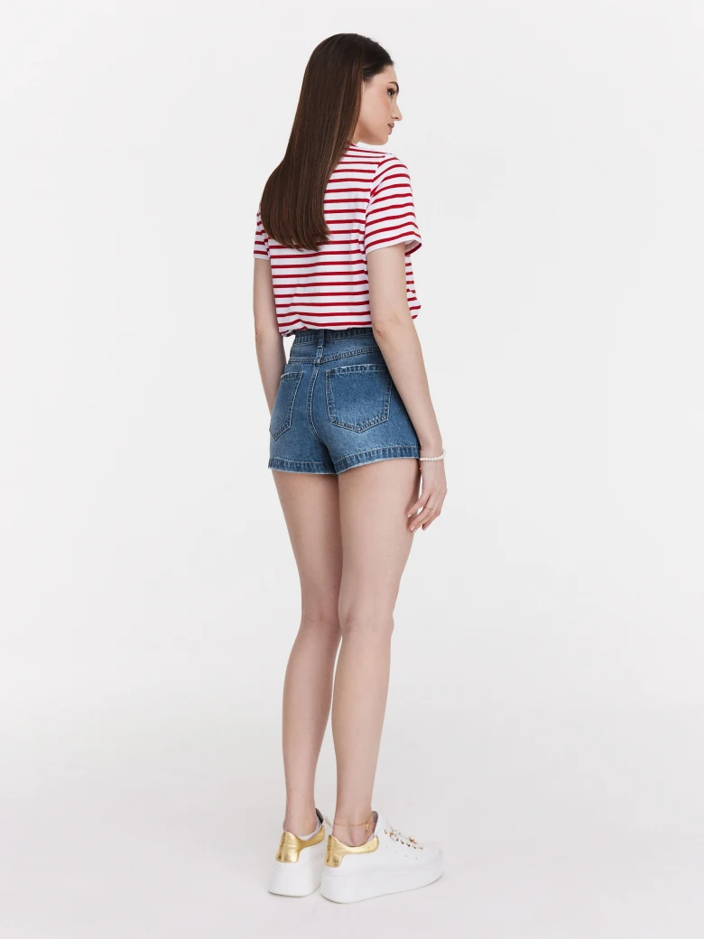 Striped cotton T-shirt with starfish motif