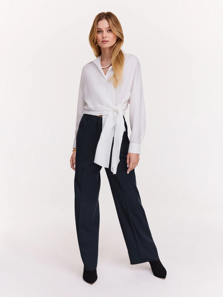 White lyocell shirt with envelope neckline