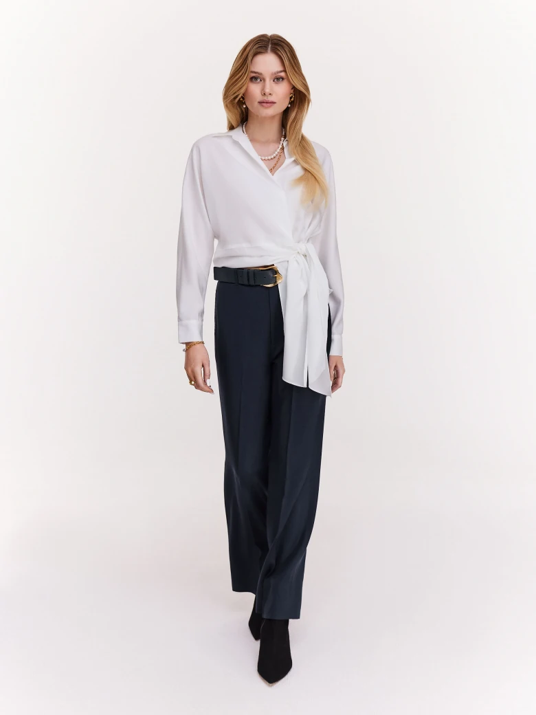 White lyocell shirt with envelope neckline