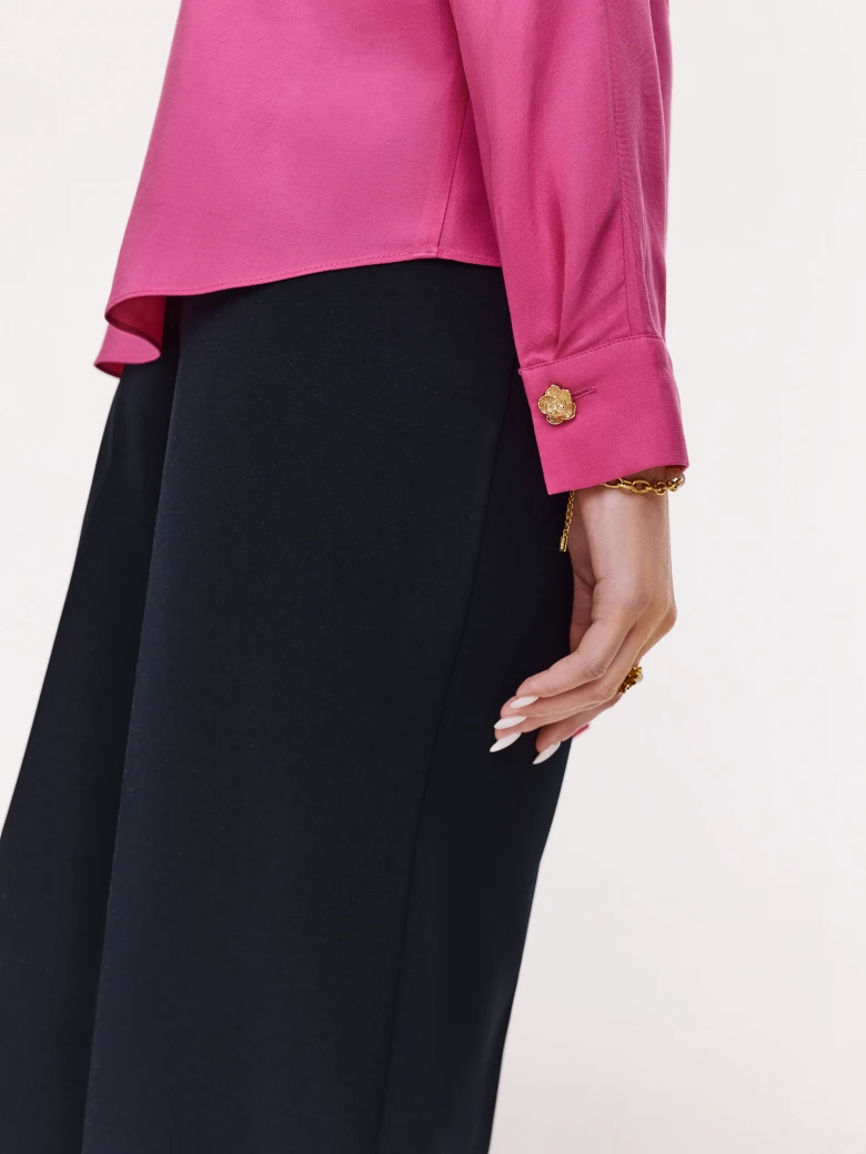 Pink lyocell shirt with envelope neckline