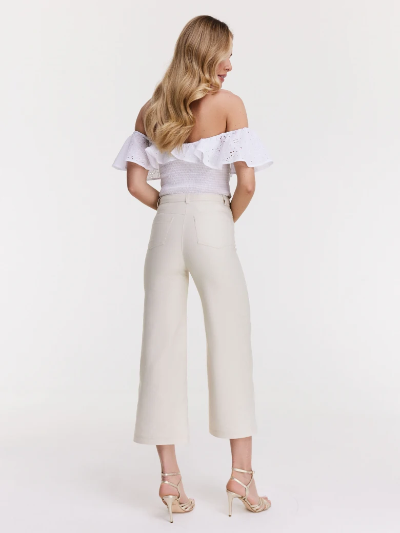 Decorative blouse with lace inserts