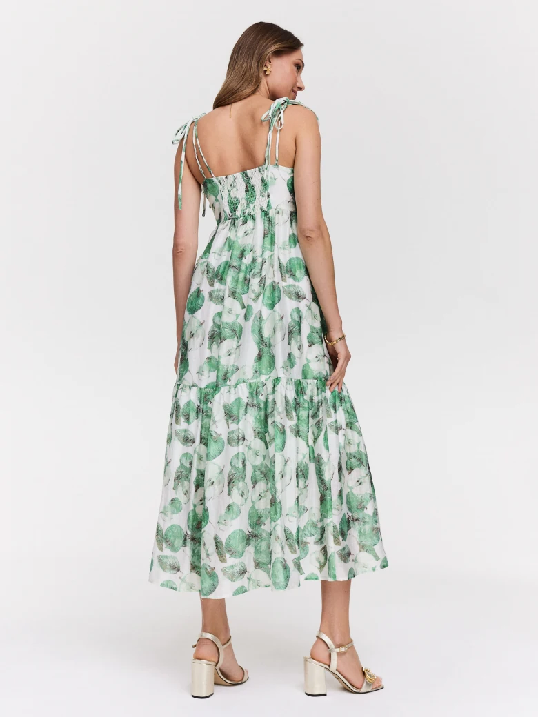 Loose strapless dress with fruit patterns
