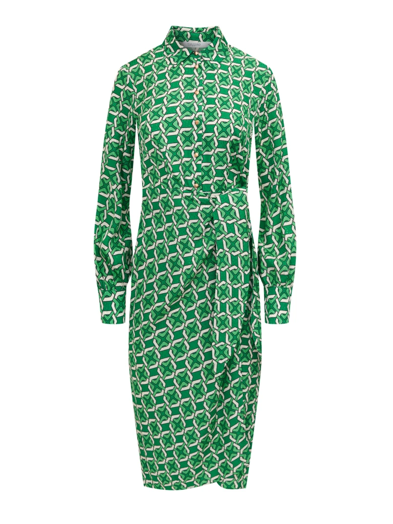 Green geometric-patterned emery dress
