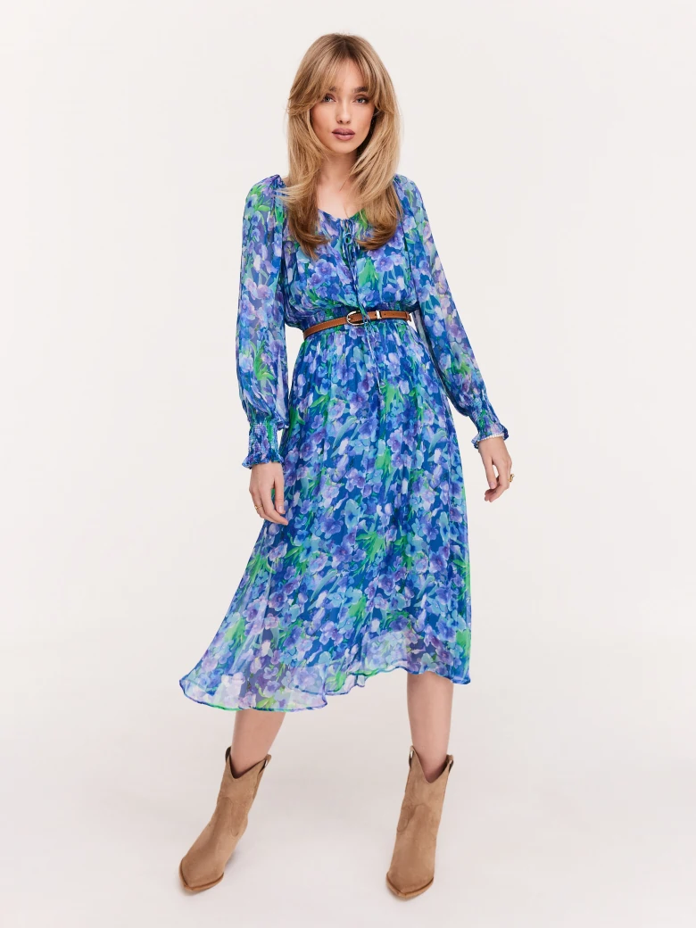 Long blue floral dress