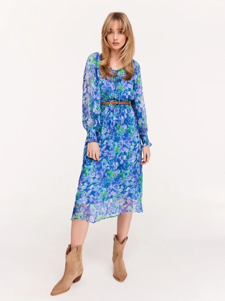 Long blue floral dress