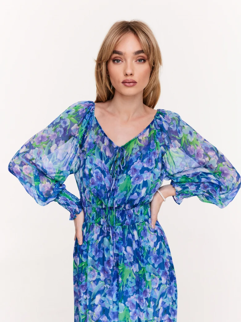 Long blue floral dress