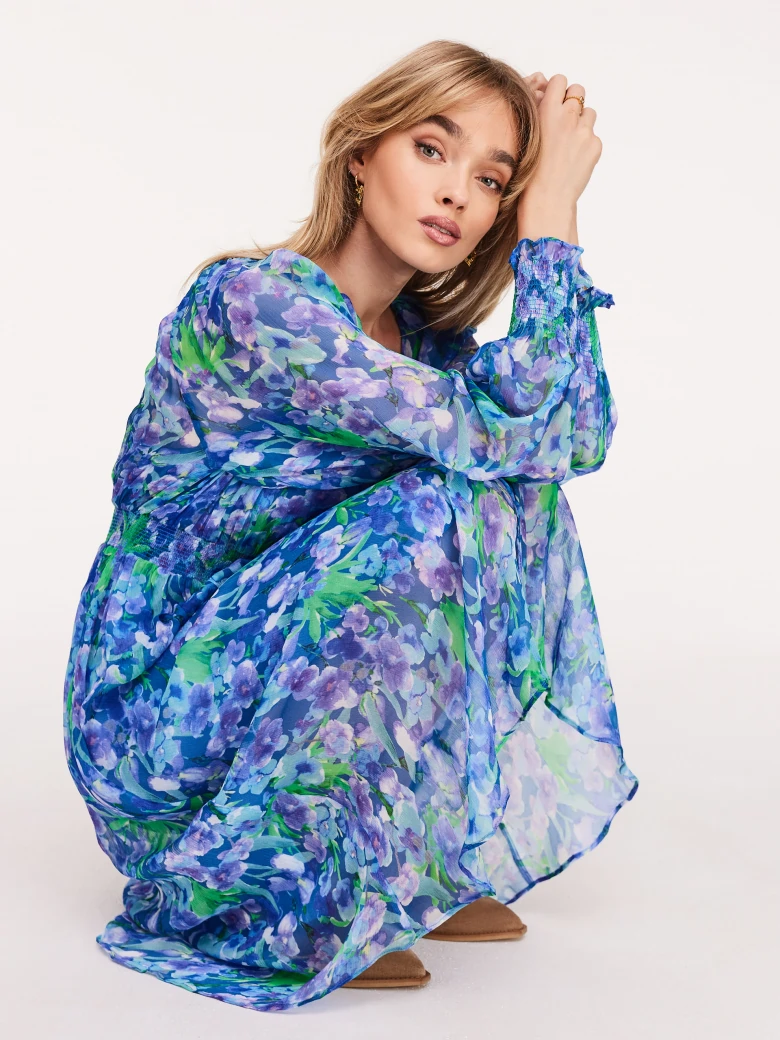 Long blue floral dress