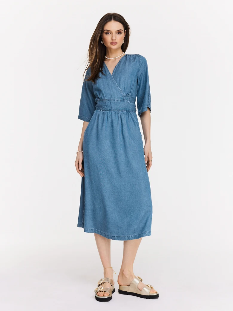 Blue lyocell midi dress