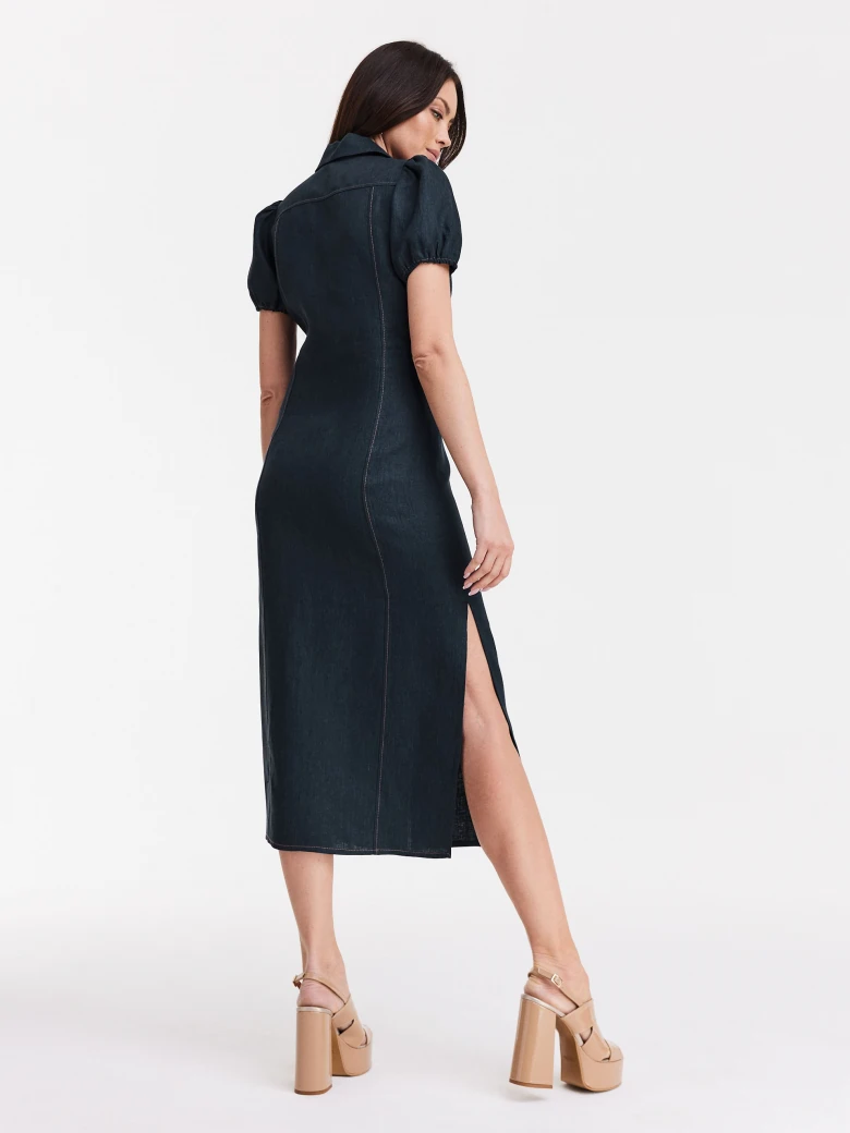Navy blue linen dress