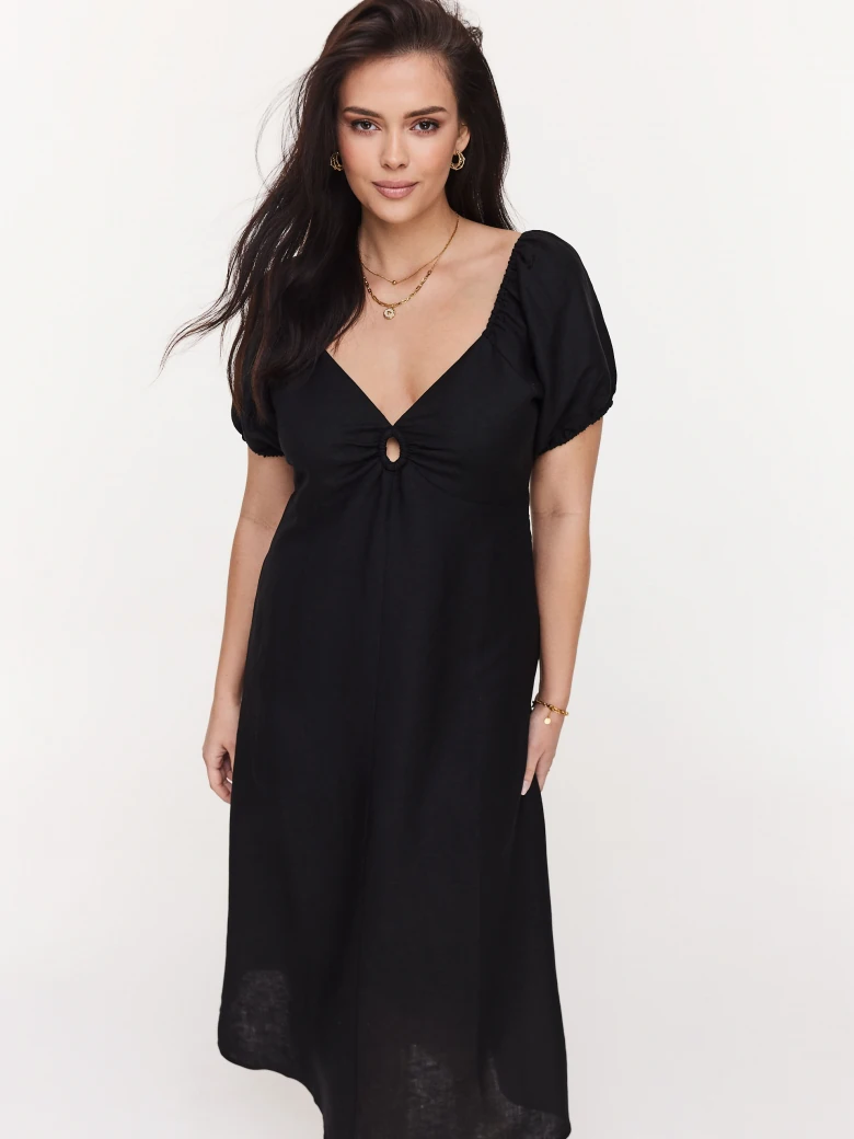 Black linen dress