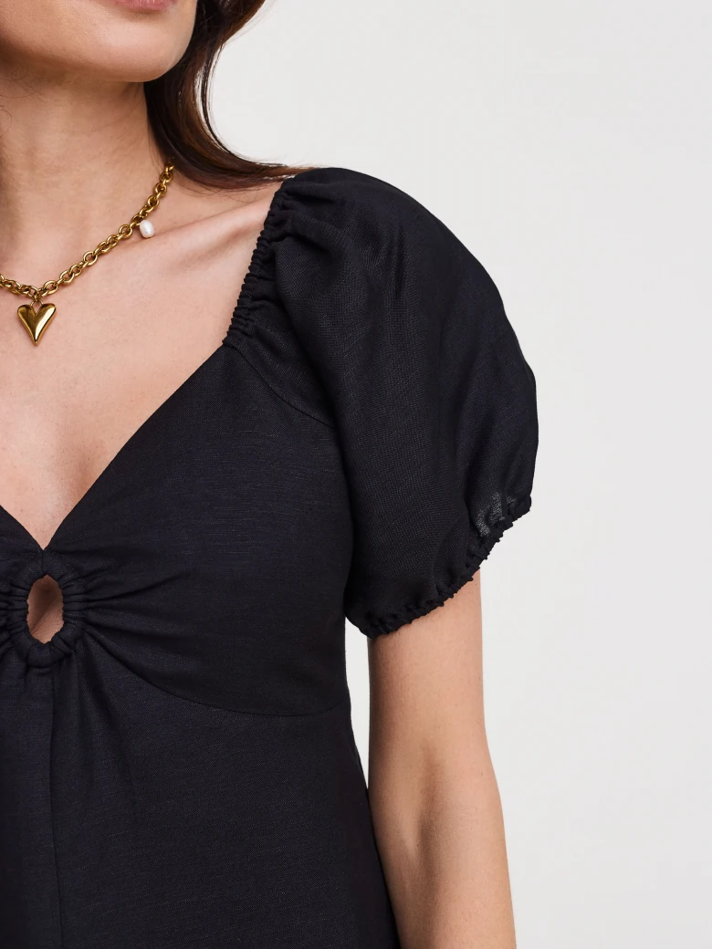 Black linen dress