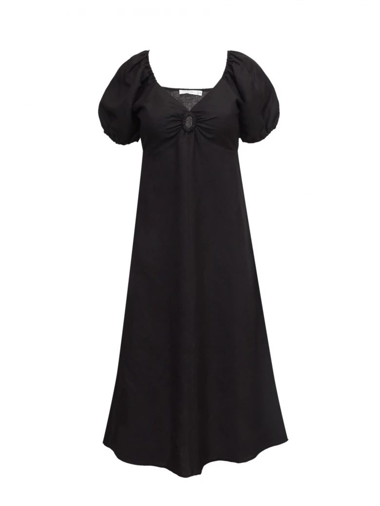 Black linen dress