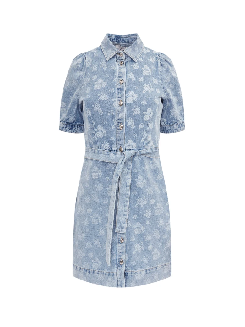 Short denim floral dress