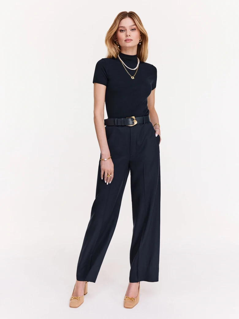 Navy blue pants with wide legs