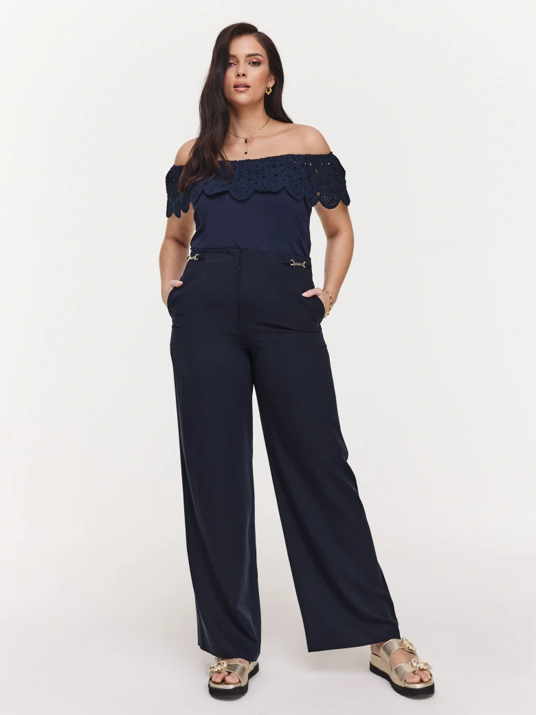 Navy blue high-waisted pants