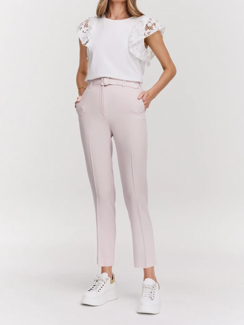White and pink high-waisted pants