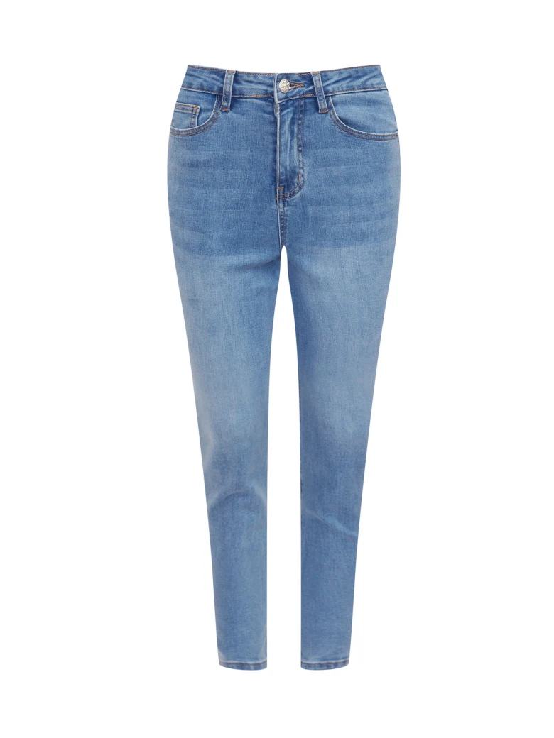 Light denim high-waisted jean tube tops