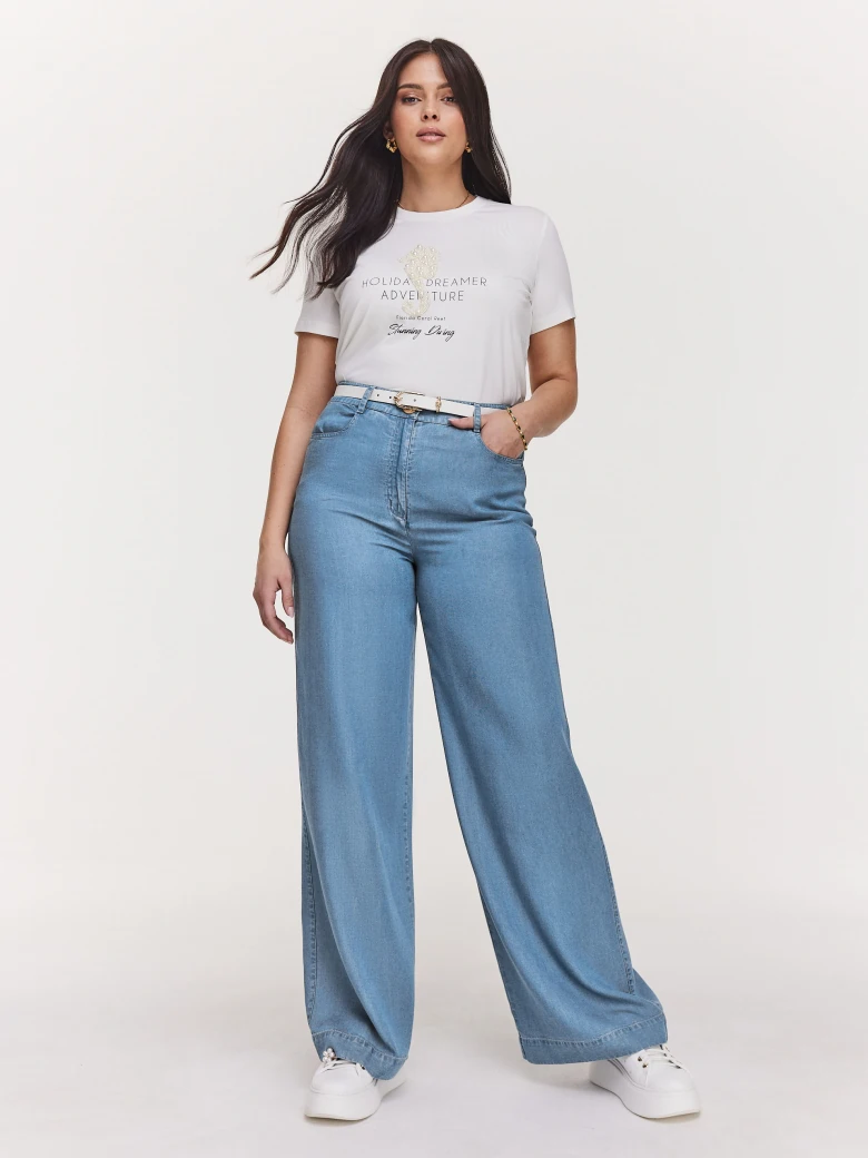 Flared high-waisted lyocell pants