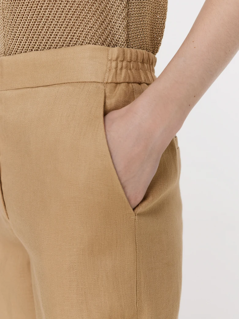 Beige linen pants -Taranko