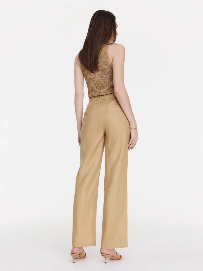Beige linen pants -Taranko