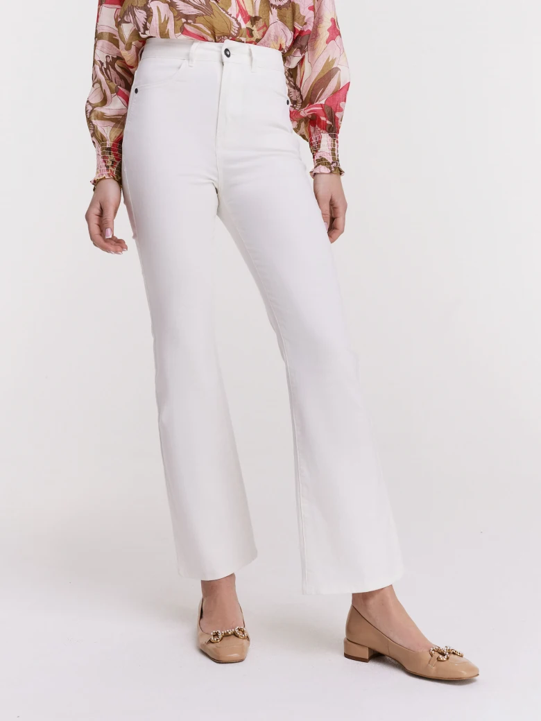 Cotton white high-waisted pants