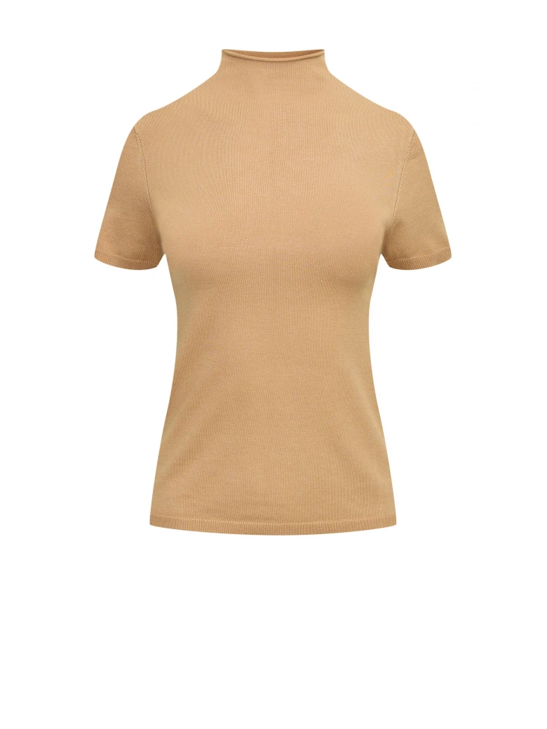 Caramel viscose short sleeve sweater