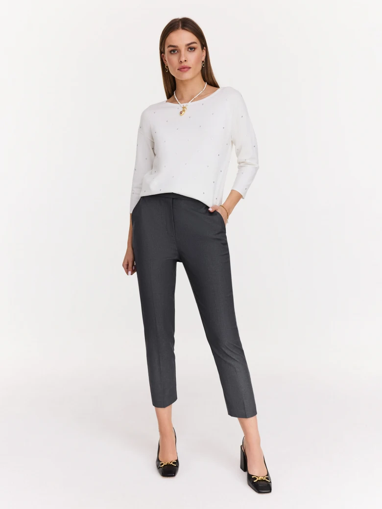 Simple white viscose knit sweater