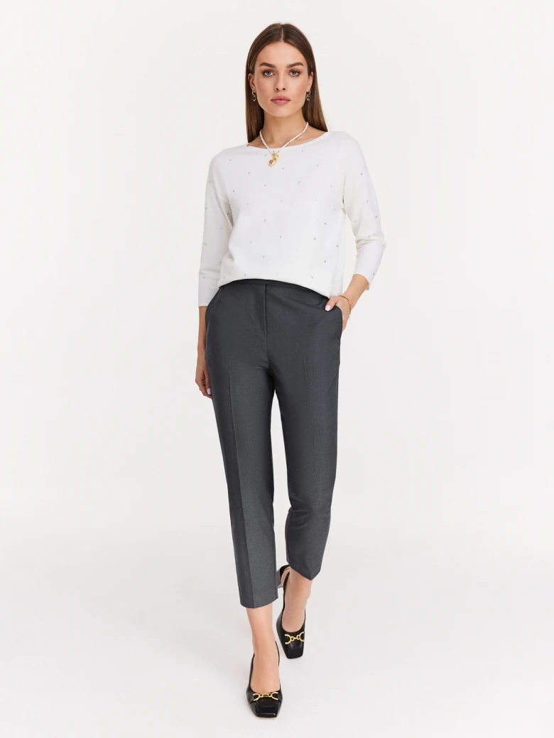 Simple white viscose knit sweater