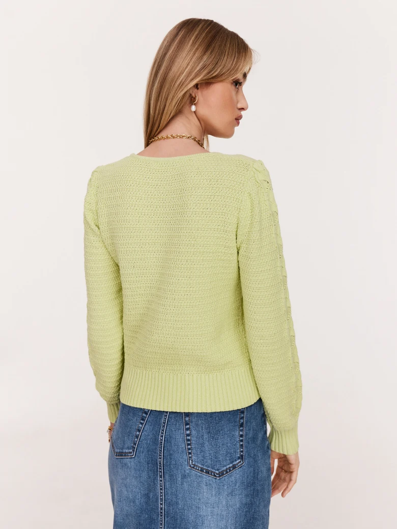 Openwork light green cotton sweater