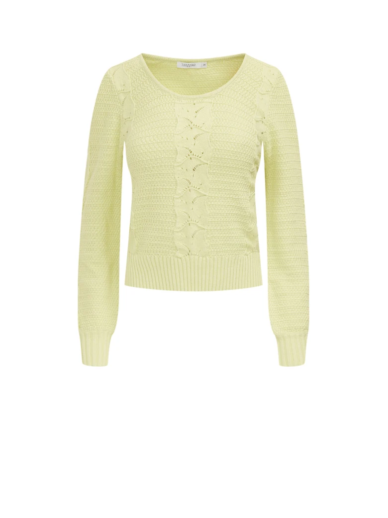 Openwork light green cotton sweater