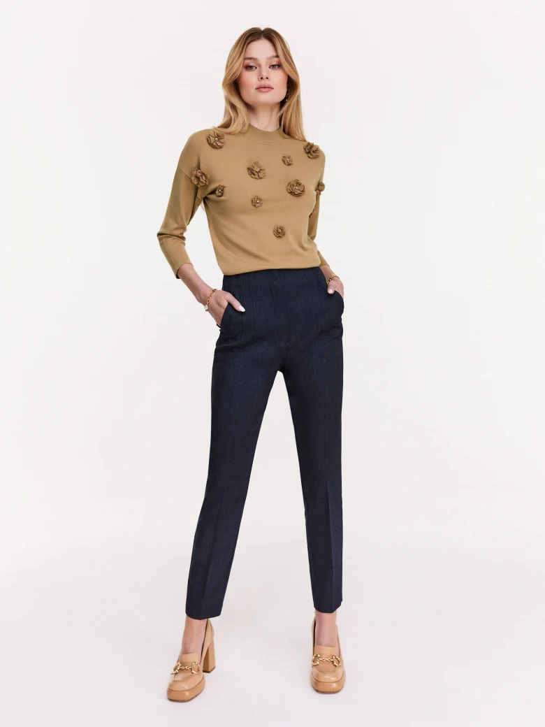 Caramel sweater with flowers
