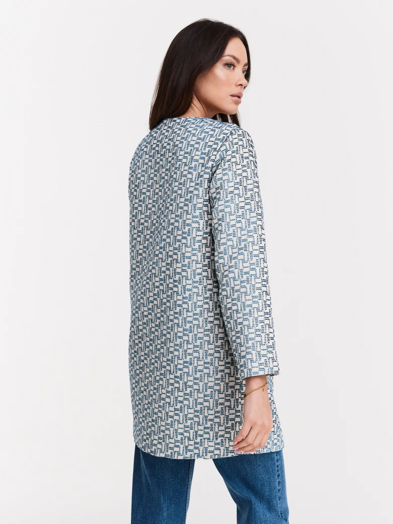 Simple long jacket with geometric pattern