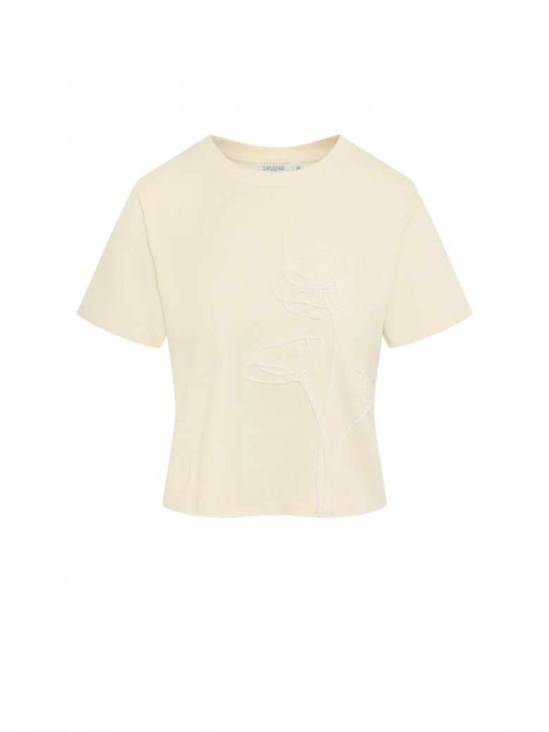 Jasnożółty T-shirt z haftem