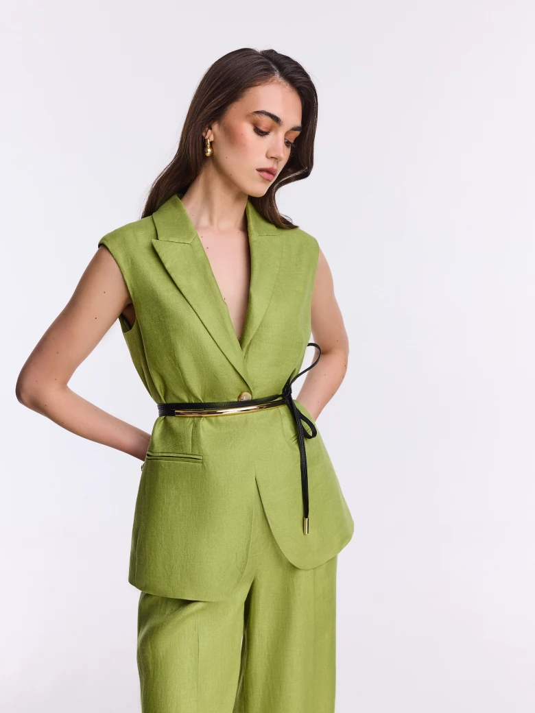 An elegant linen vest in light green