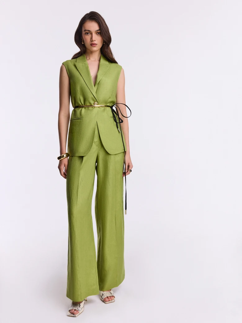 An elegant linen vest in light green