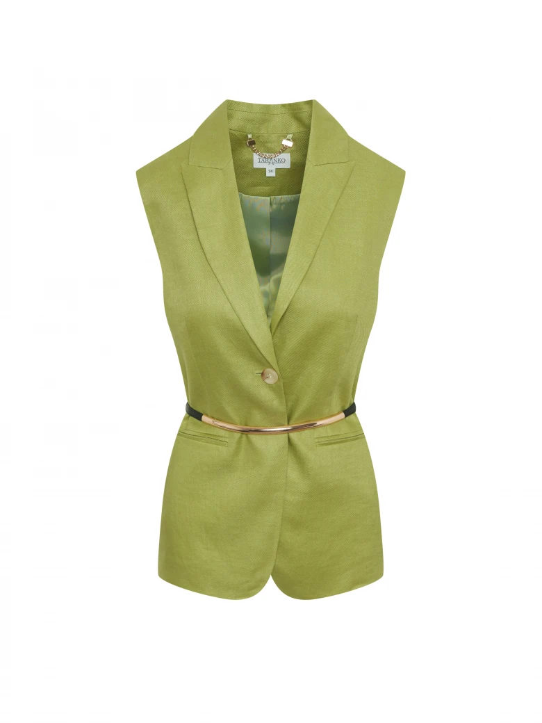 An elegant linen vest in light green