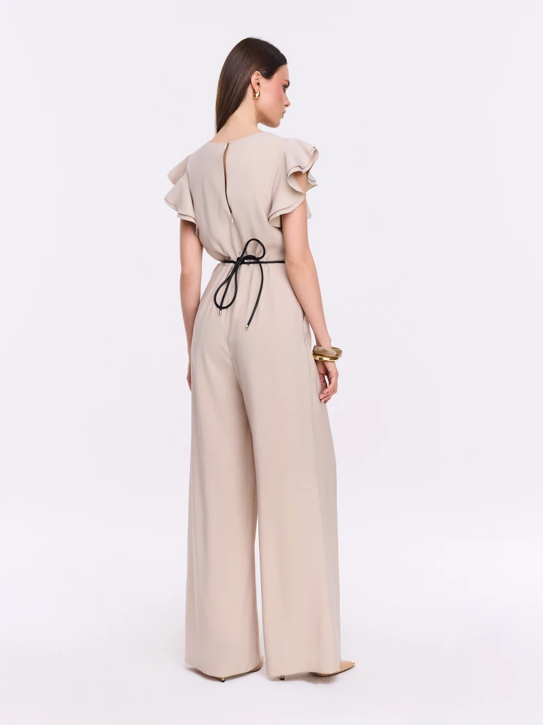 Beige elegant jumpsuit with straight legs