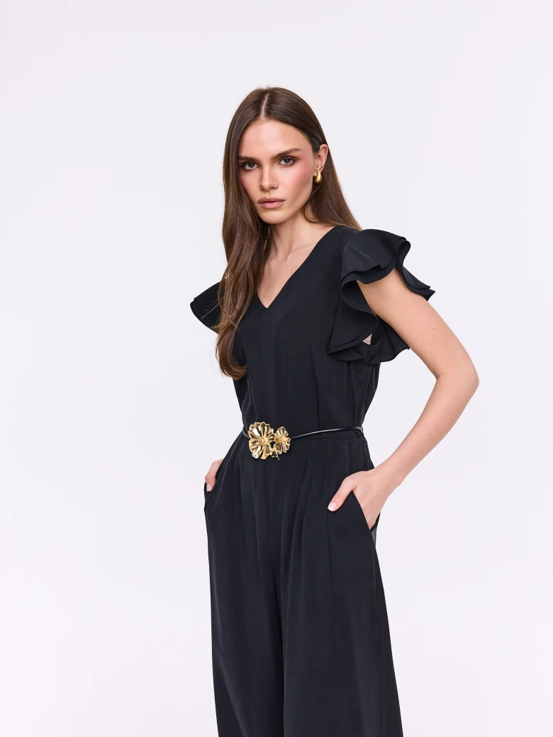 Elegant black jumpsuit with straight legs