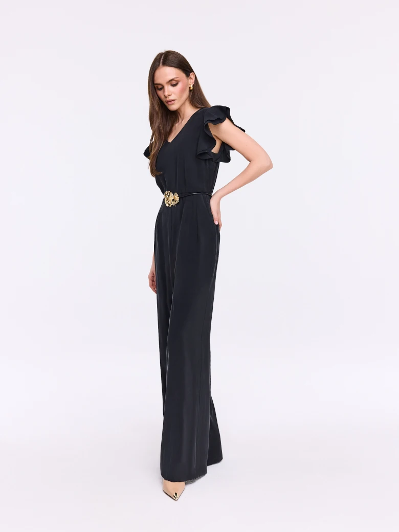 Elegant black jumpsuit with straight legs