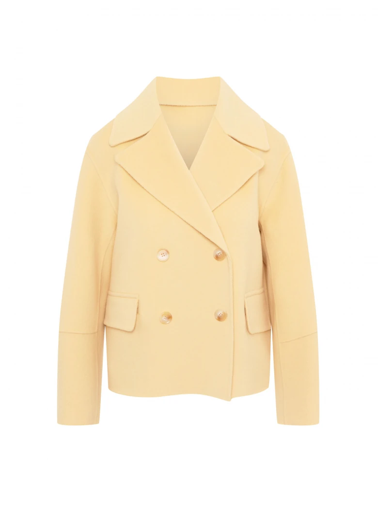 Wełniana dwurzędowa kurtka w kolorze butter yellow